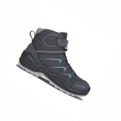 Lowa Maddox Warm GTX Mid Wanderschuhe Kinder Grau Blau | XJDK-35209