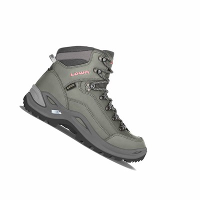 Lowa Renegade GTX Mid Ws Wanderschuhe Damen Tiefesgrau Rosa | MWIF-53860
